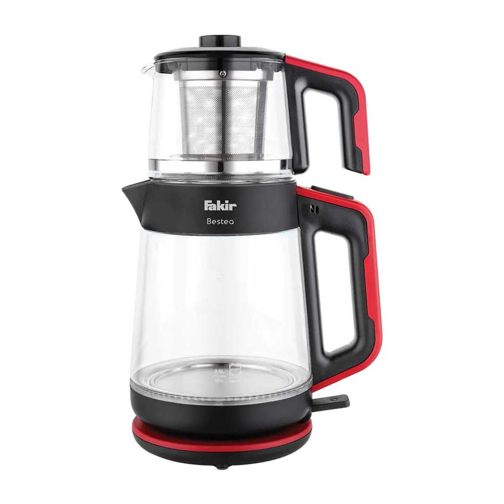 Fakir Bestea Çay Makinesi Cam Gövdeli Kettle Siyah Kırmızı - 1